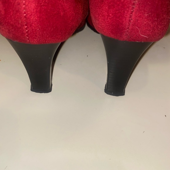 Women Vintage boots heels booties 80s Red tiger stripe suede bootie punk espo 37 - Picture 8 of 14